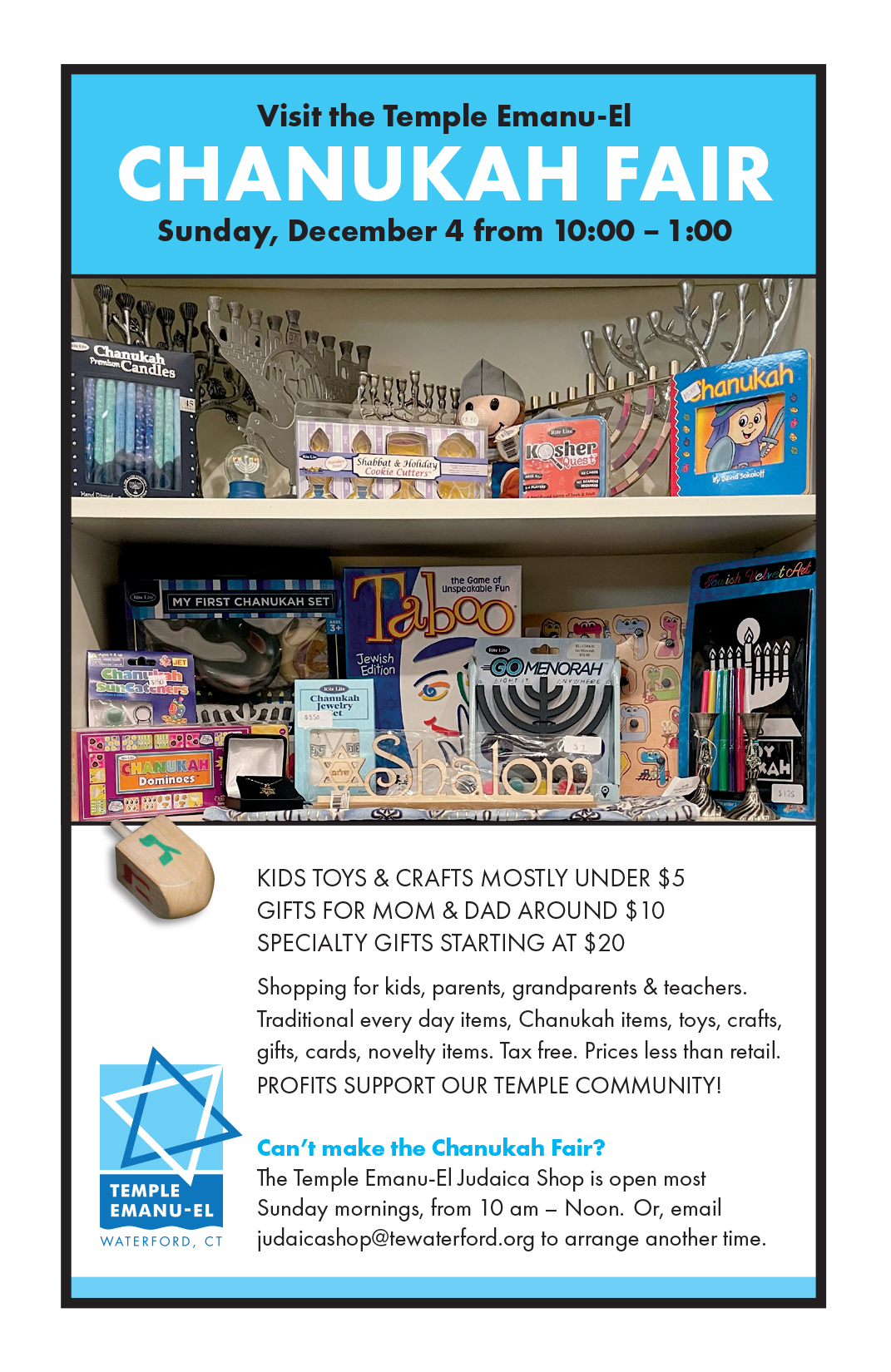 Chanukah Fair – Dec. 4
