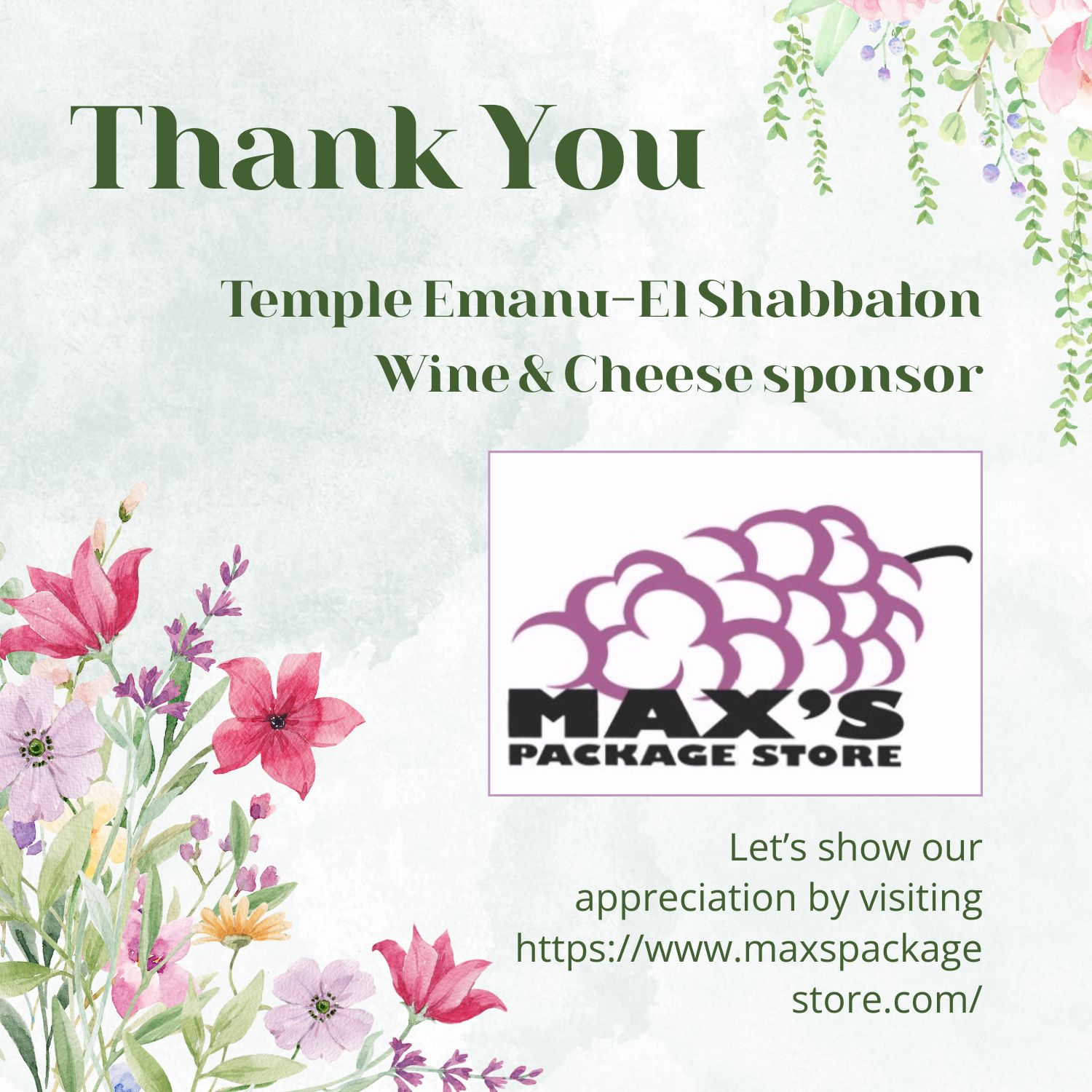 Green Aesthetic Thank You Card (Square)